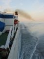 Click for Fullsize. (600 x 800) Finnjet enroute to Rostock seen from the bridge wing. Note the smoke ;) Photo: Arian Ainesjärvi