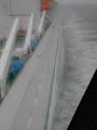 Click for Fullsize. (600 x 800) View backward from the bridge wing on a rainy day. Photo: Mathias Saken