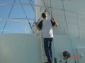 Click for Fullsize. (800 x 600) Mr. Webmaster climbing up the radar mast... :-) Photo: Paul Byrne