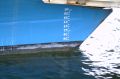 Click for Fullsize. (800 x 531) Finnjet's draught marks in the bow of the empty ship. Photo: Helge Kleinschmidt